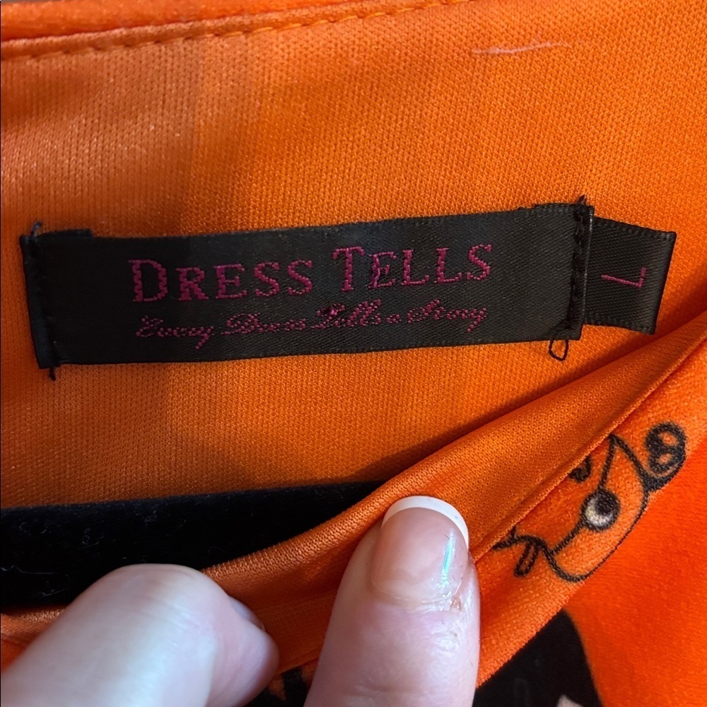 Halloween Orange Floral A-Line Dress - Picture 6 of 7